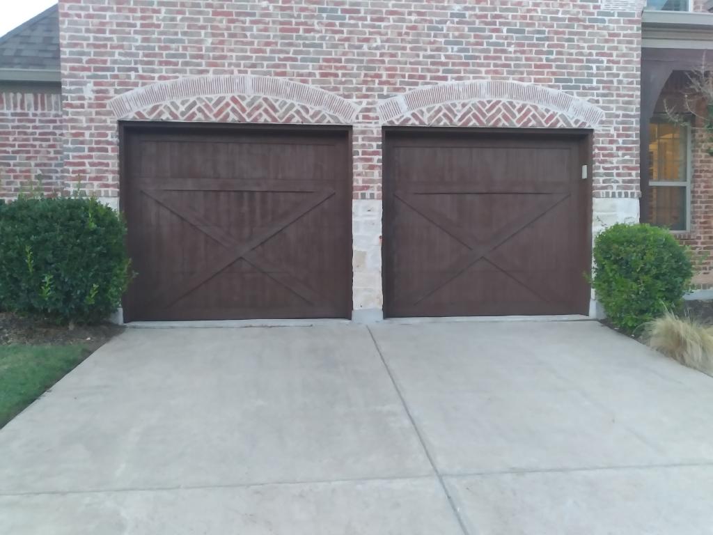 Stained garage doors