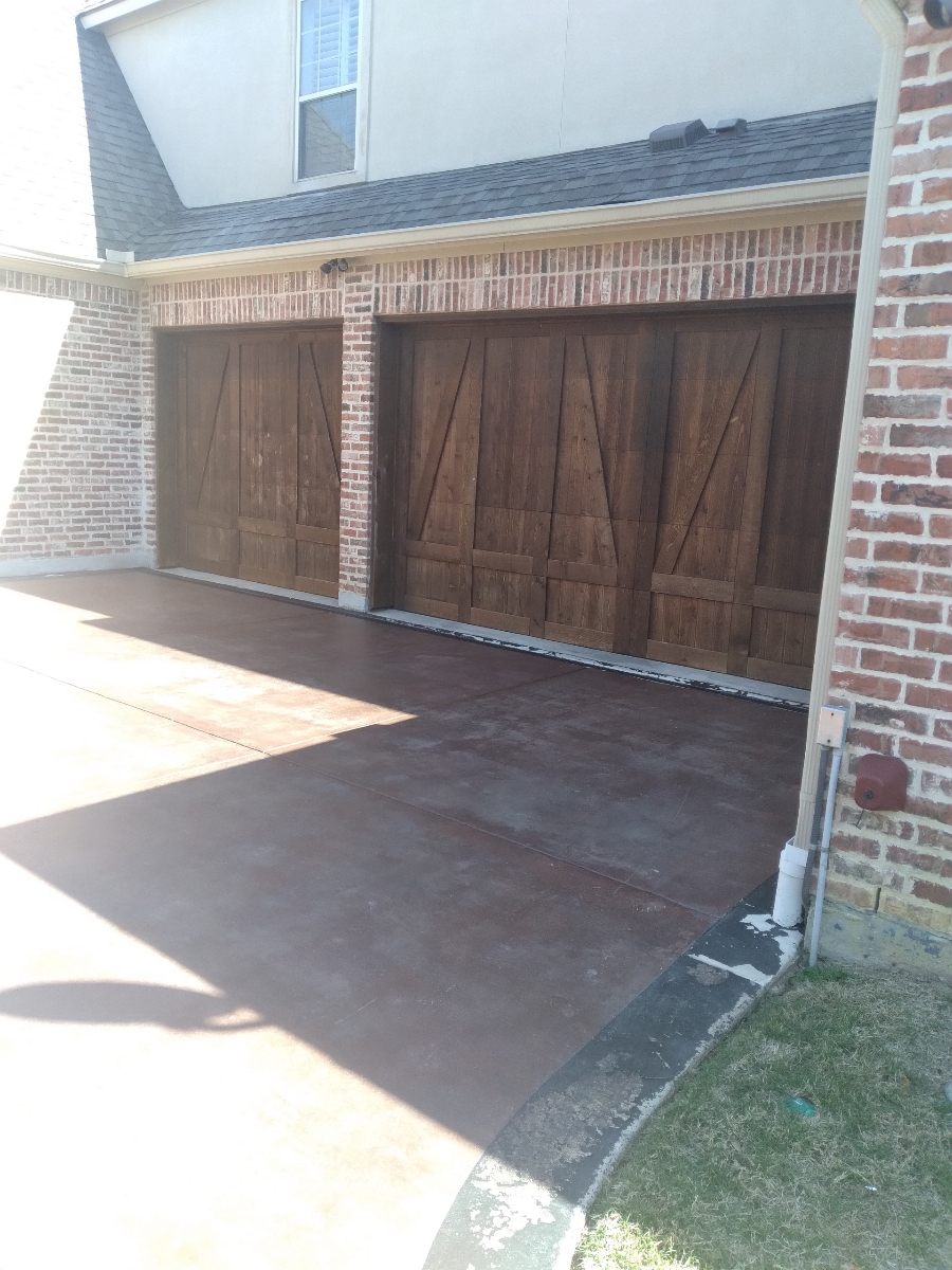 Stained garage doors